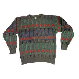 Vintage 90s Jantzen Geometric Abstract Knit Sweater mens Medium